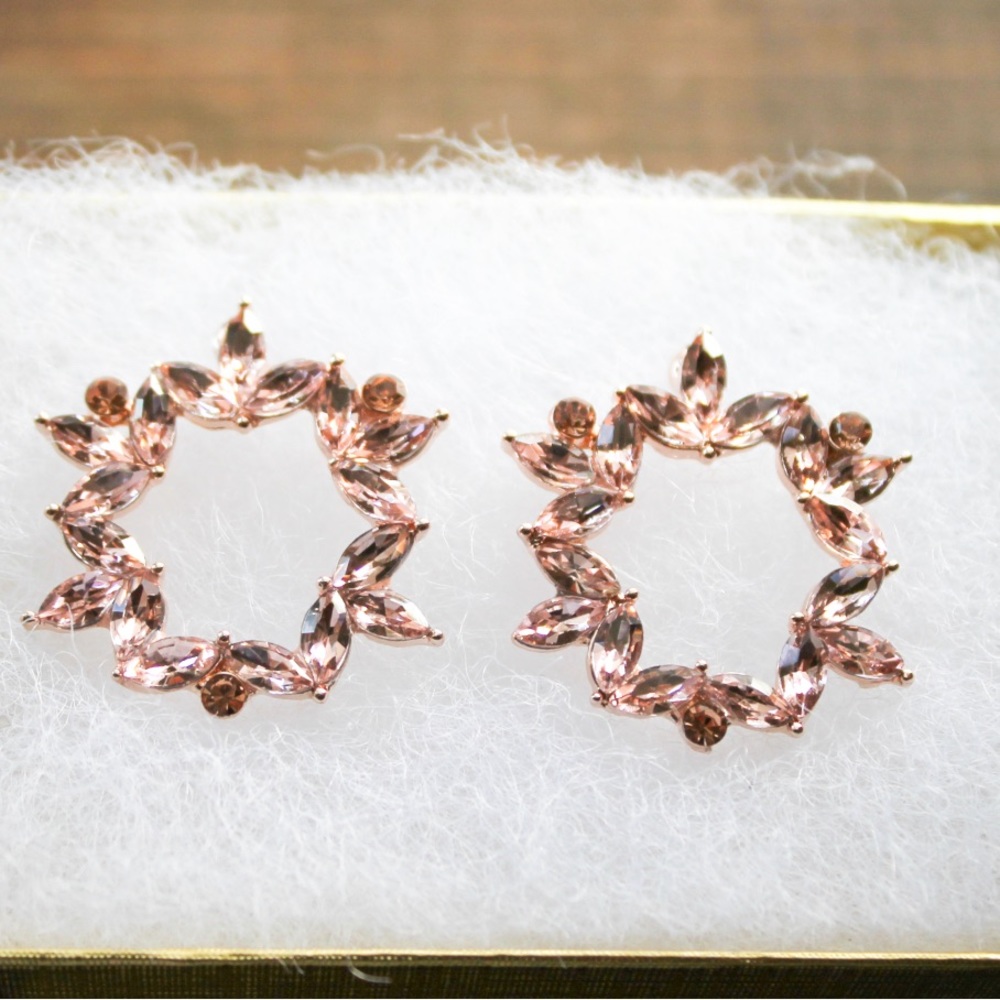 BRAND NEW Pink & RoseGold Circle Stud Earrings